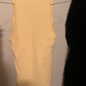 Ganni Yellow Ribbed Tank Top | Minimalist Scandinavian Style